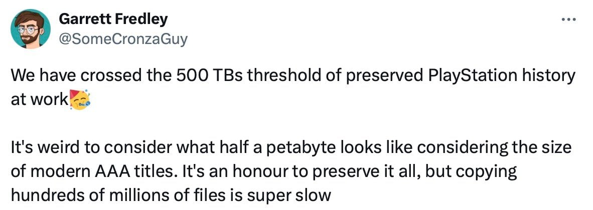 Garret Fredley PlayStation Studios IP Preservation 500 TB plików