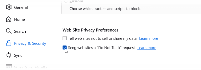 Firefox DNT
