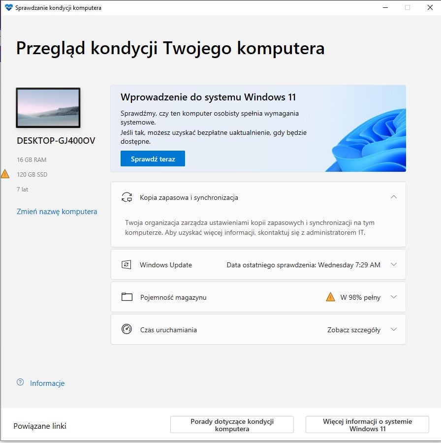 Windows 11 - Sprawdzanie kondycji komputera