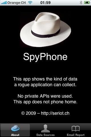 SpyPhone - aplikacja użyta do demonstracji, jakie dane można wykraść z iPhone'a