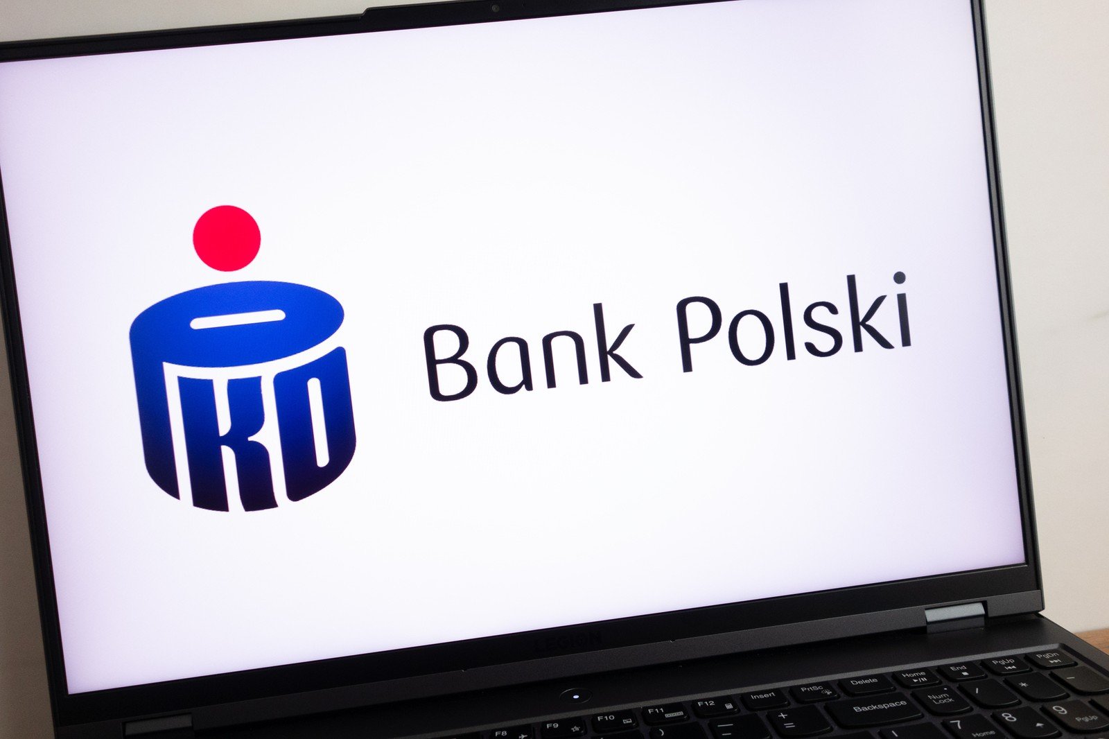 KONSKIE, POLAND &#8211; July 19, 2022: PKO Bank Polski logo displayed on laptop computer screen. PKO BP is the largest bank in Poland founded in 1919
