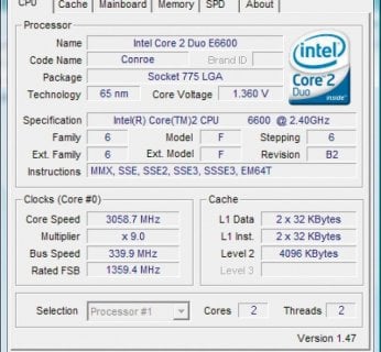 Udało się bezpiecznie podnieść taktowanie procesora dwurdzeniowego: z 2,4 do ponad 3 GHz.