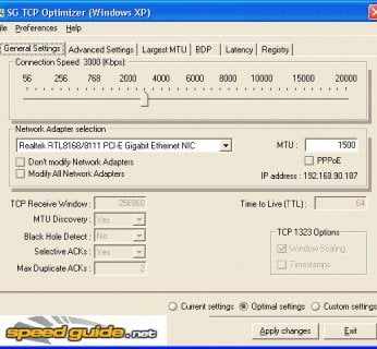 Najlepszy do optymalizacji łącza internetowego - SG TCP Optimizer