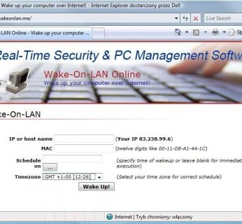 Na stronie musimy podać adresy IP oraz MAC naszego komputera – za chwilę zostanie on obudzony.