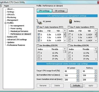 Dzięki właściwym ustawieniom w programie RMClock procesor dopasuje się do aktualnego obciążenia, przez co zużyje mniej prądu. W trybie »Performance on demand« zaznaczmy wszystkie mnożniki na liście.