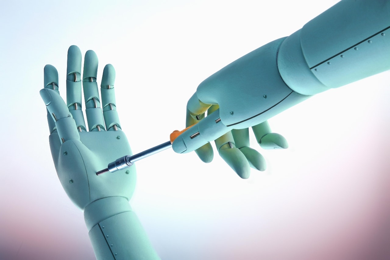 robot przykręcający śrubę