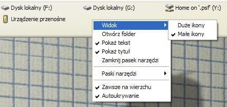Aktywujemy obie opcje, aby praktyczny pasek napędów niepotrzebnie nie zakrywał pulpitu.