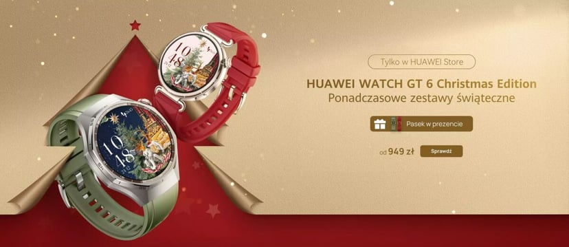 Nie masz jeszcze prezentów? Huawei obniża ceny flagowych zegarków WATCH GT 6 i dodaje świąteczne paski